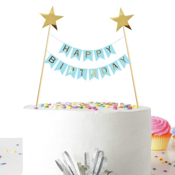 Blue Happy Birthday Cake Topper