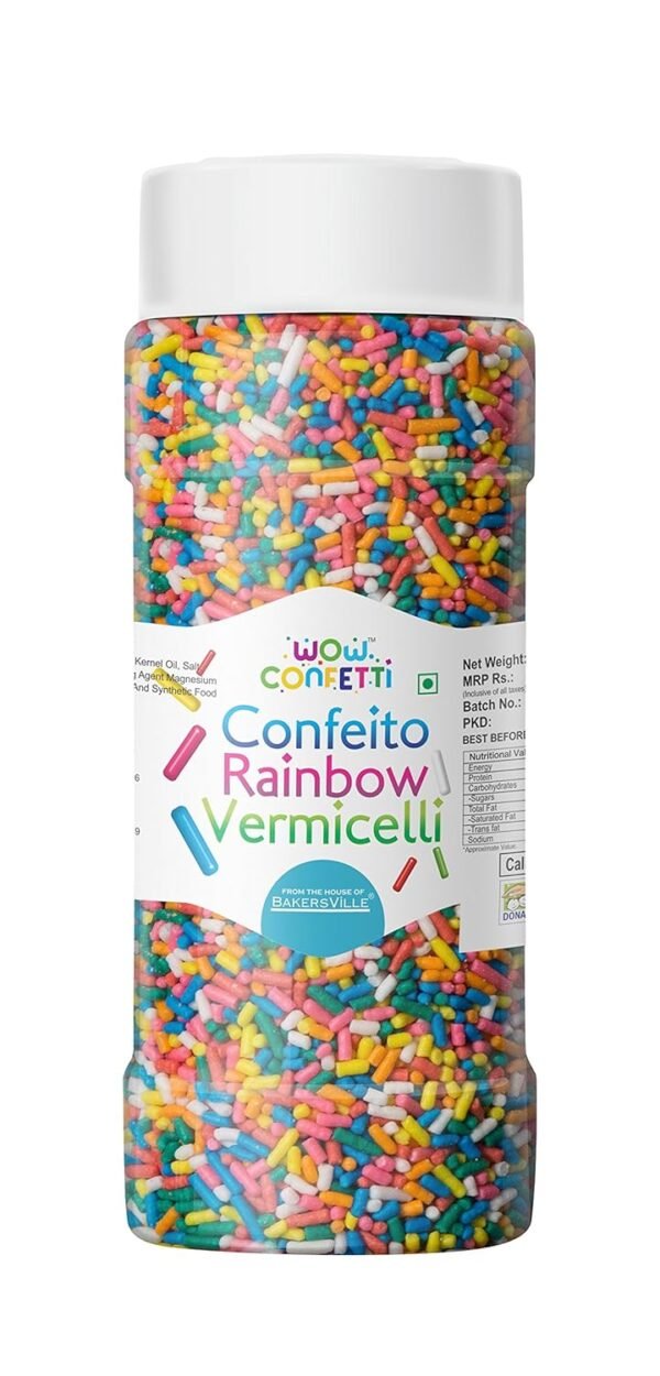 Wow Confetti Confeito Rainbow Vermicelli (Sprinkles), 125g